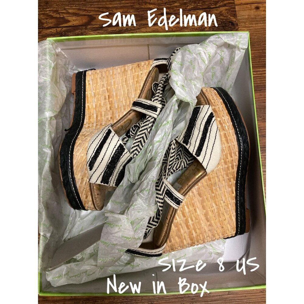 New Sam Edelman Canvas Wedge Shoes Size 8 - Stylish and Comfortable New In Box
